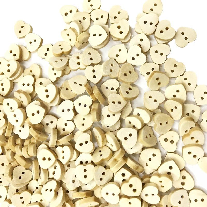 100PCS 12MM Wooden Holes Wood Love Heart Wooden Button, Clothes DIY Sewing Accessory Decor Sewing Buttons