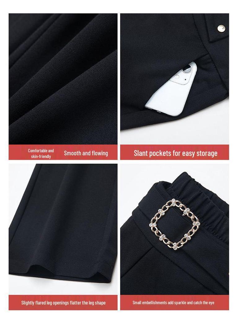 Women's Black High Waist Slimming Bell Bottom Suit Pants