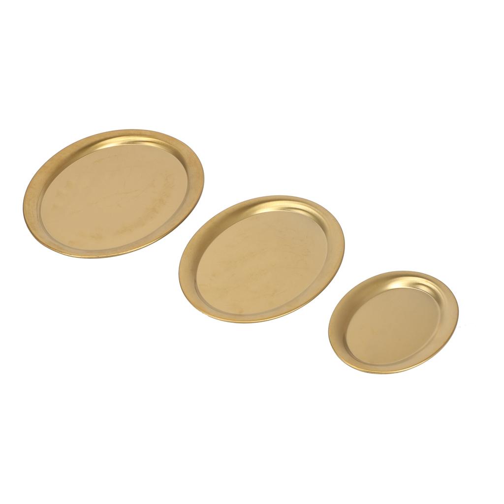 3pcs Stainless Steel Dessert Tray Mirror Polishing Process Snack Jewelry Display TrayGold