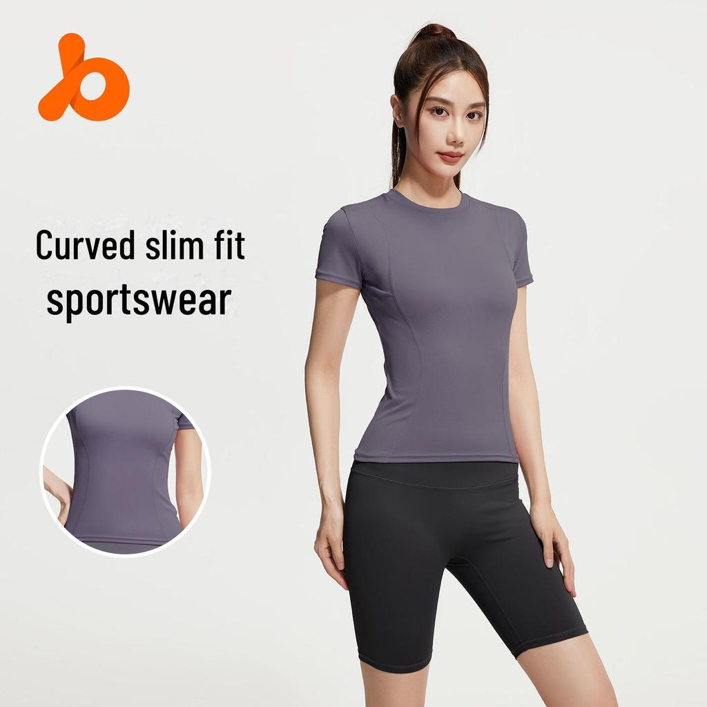 Juyitang Damskie Oddychające Top Sportowy do Jogi Szybkoschnący - Letni Krótki Rękaw Odzież Fitness