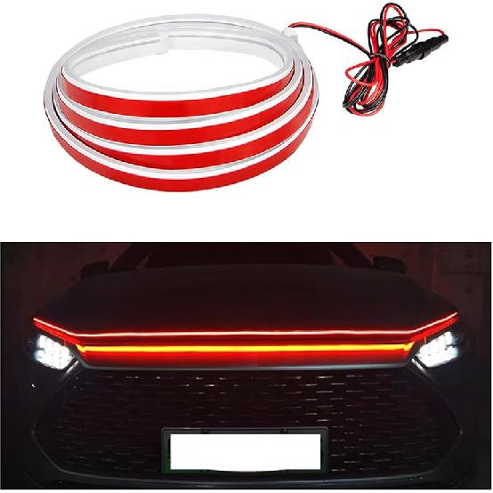 59'' Car Hood Light Strip, Flexible Dynamic Daytime Running Light Strip, Waterproof Auto LED Strip Light With Fuse Protection, Universal Exterior