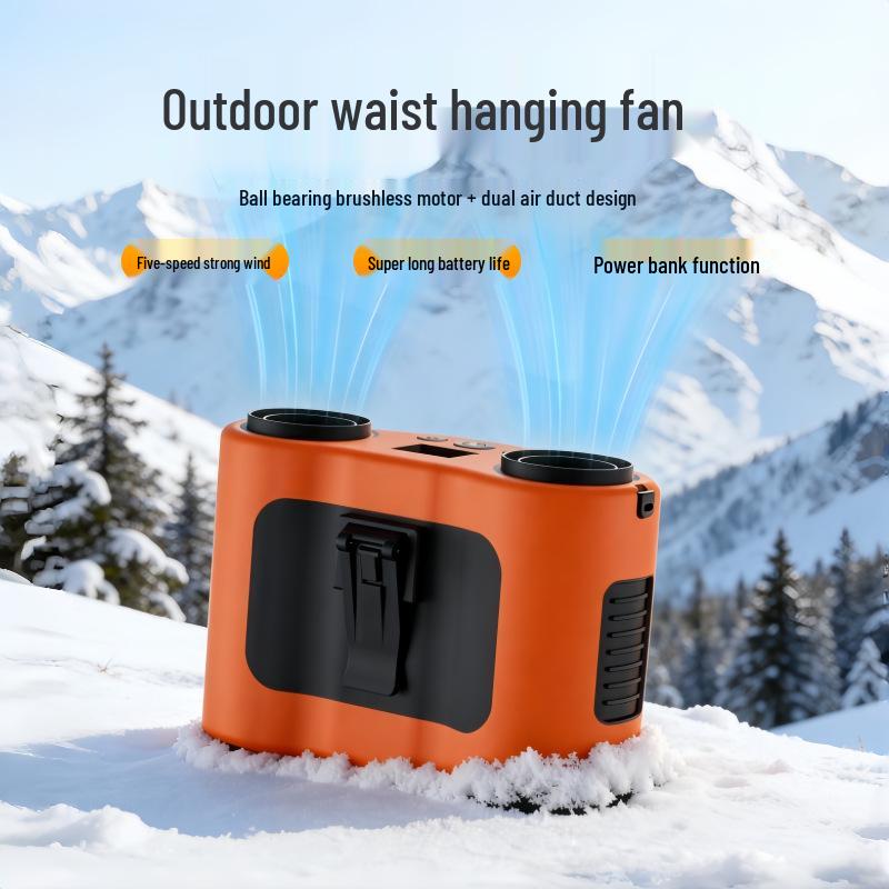 Hanging Waist Fan: Large Capacity, Long Battery Life, Dual Airflow, Portable for Outdoor Construction