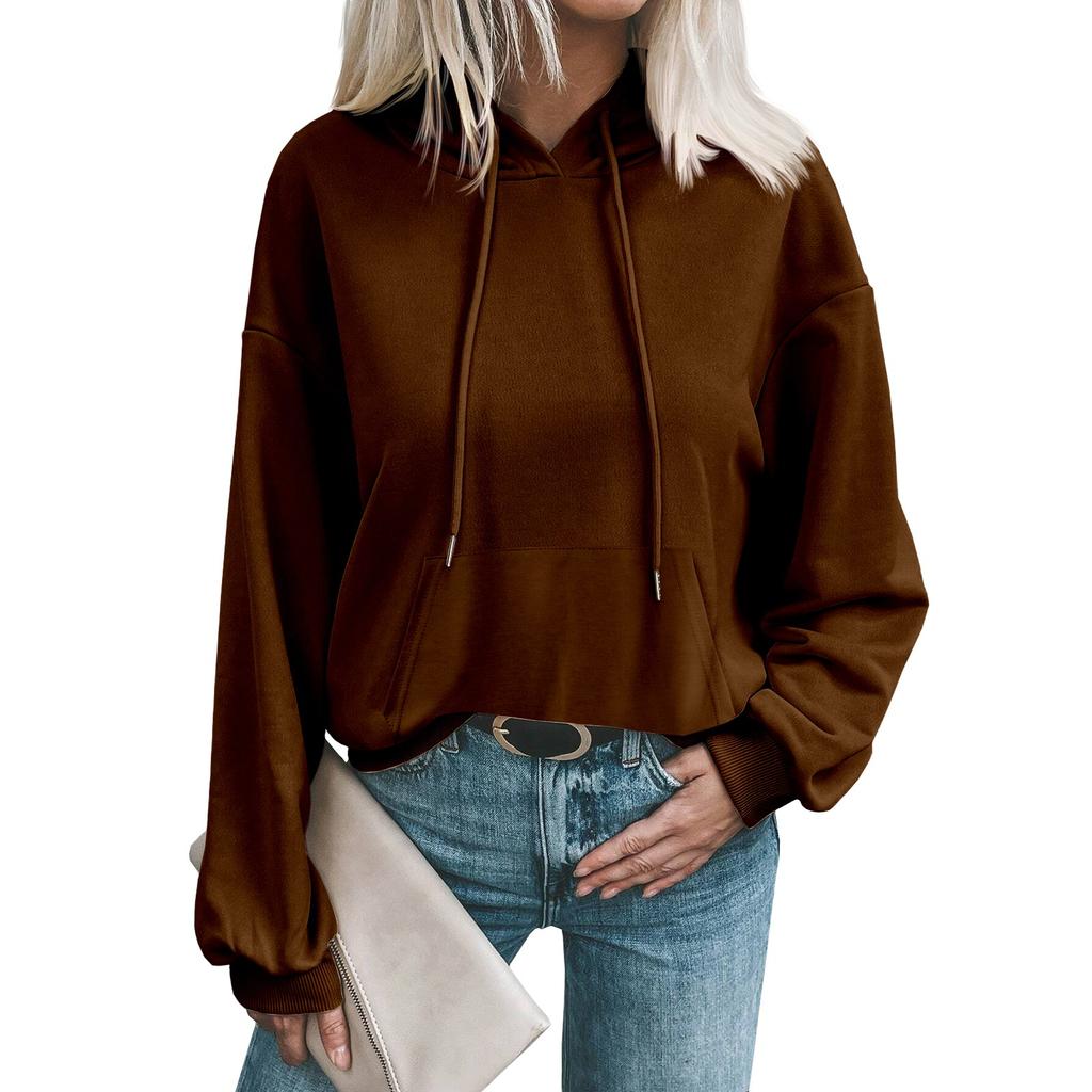 Women's Fashionable Autumn And Winter Solid Color Casual Loose Head Long-sleeved Hooded Sweater