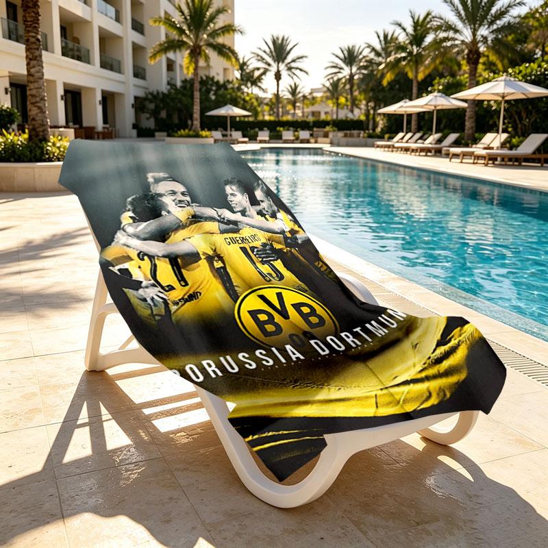 Borussia Dortmund Print Beach Towel Design, Soft, Lightweight. for Home Bathroom, Spa, Pool, Yoga, Surfing, Camping, Gift for Family, Friend