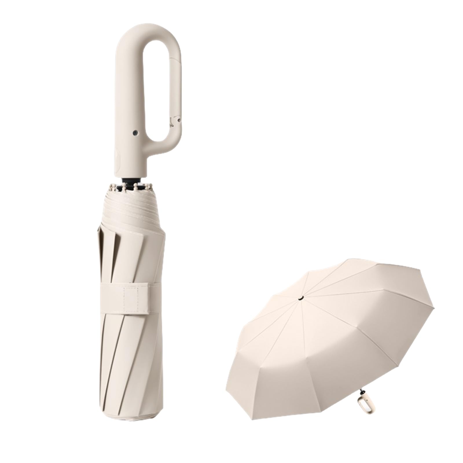 

Складной большой зонт с ручкой-кольцом, автоматическое открытие и закрытие, водоотталкивающий, прочный, с тефлоновым покрытием, защита от солнечного света, тепла и УФ-лучей для бежевый