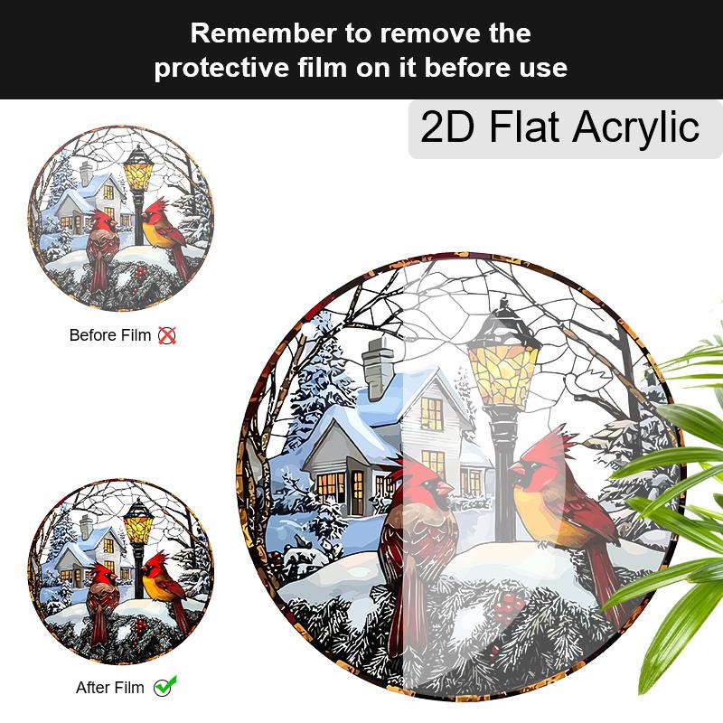 Acrylic Winter Cardinal Suncatcher Stained Glass Effect Window Hanging Ornament Holiday Bird Lover Gifts for Mom Grandma