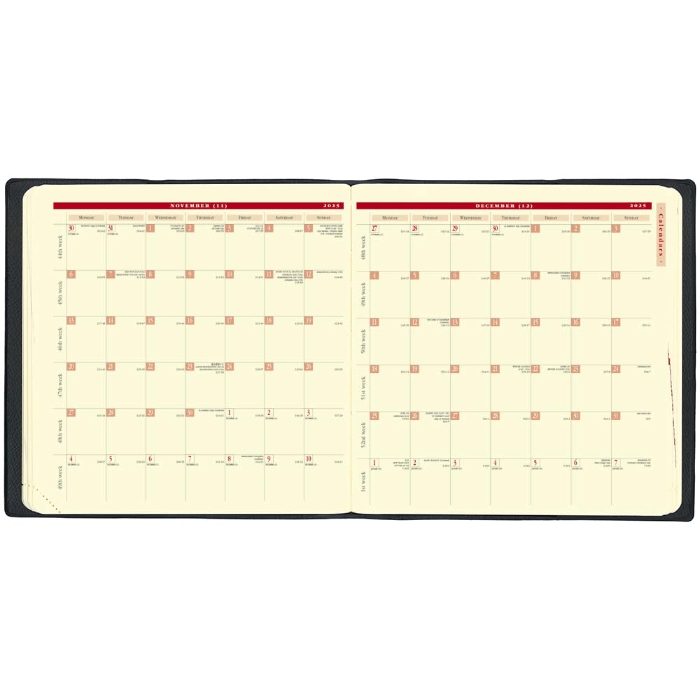 Quo Vadis Executive Note 4/Club Diary (Starting April 2025) (Weekly Vertical, Square Size, 16x16cm) Red, QUOVADIS Qv60202rd