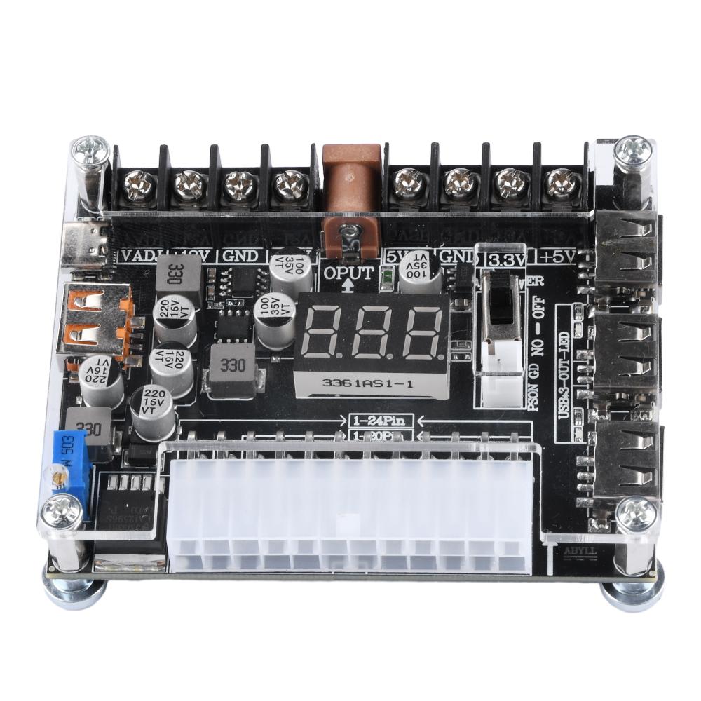 20/24Pin ATX Power Supply Breakout Module Access Board DC 3.3V/5V/12V Power Adapter for Home Aging Small Electrical Appliances