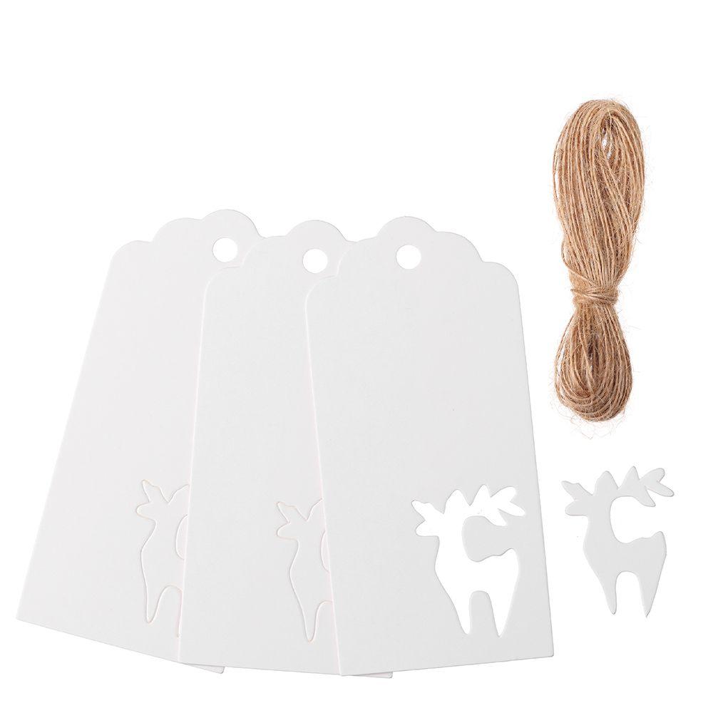 50pcs DIY Crafts Xmas Tree Hanging Christmas Card Label Kraft Paper Tags Thanks Tag Snowflake