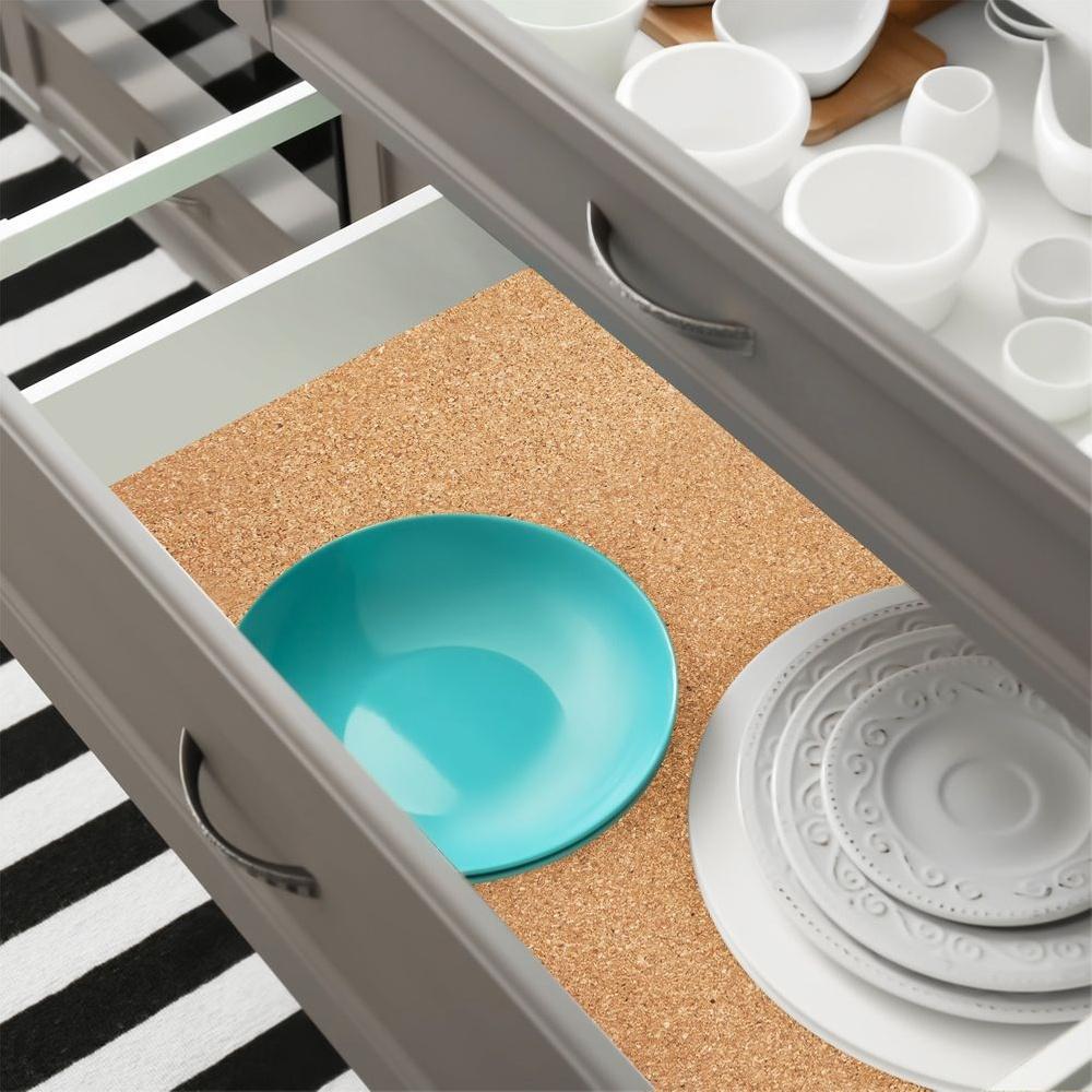 Anti-slip self-adhesive cork mat for furniture, drawers, cabinets, and shelves