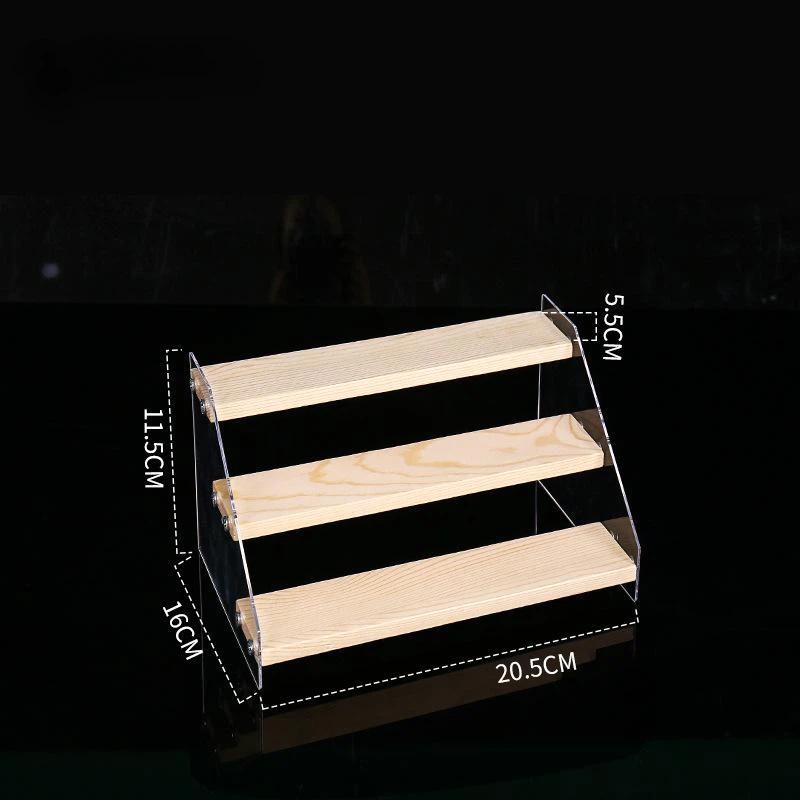 Acrylic Tiered Display Storage Shelf 2-5 Layers Wooden Ladder Organizer for Figure Collectible Showcase Use
