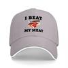 BEAT MY MEAT BASEBALLKAPPE SCHWARZ MIT RIND UND AXTHAND-DESIGN UnisexS MODEHUT SPORT OUTDOOR STYLE ZUBEHÖR