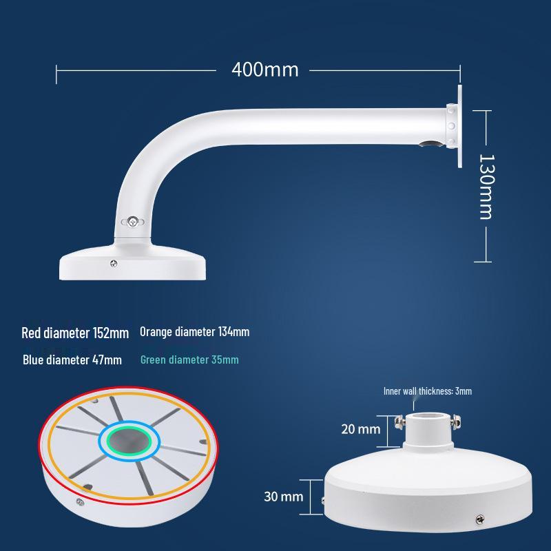 Aluminum Alloy Smart Camera Wall Mount with Cable Concealment, Indoor/Outdoor Extended Pole, and Dome Bracket