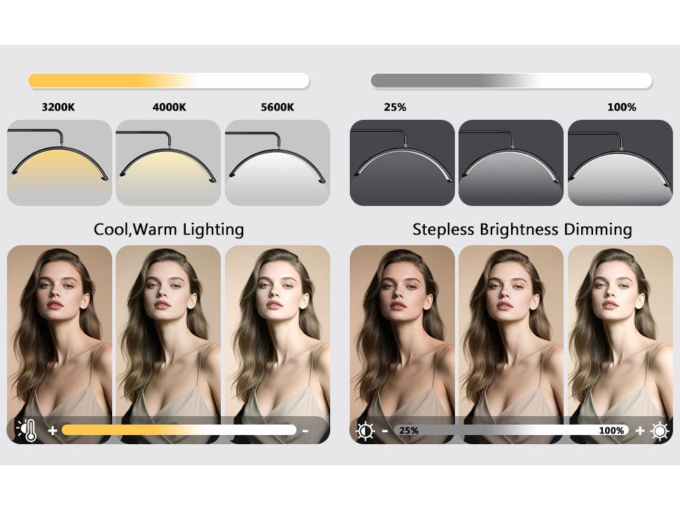 Dimmable U-Shaped Crescent Ring Light for Eyelash Extensions, Nail Art, Eyebrow Tattoo, and Eye Protection.