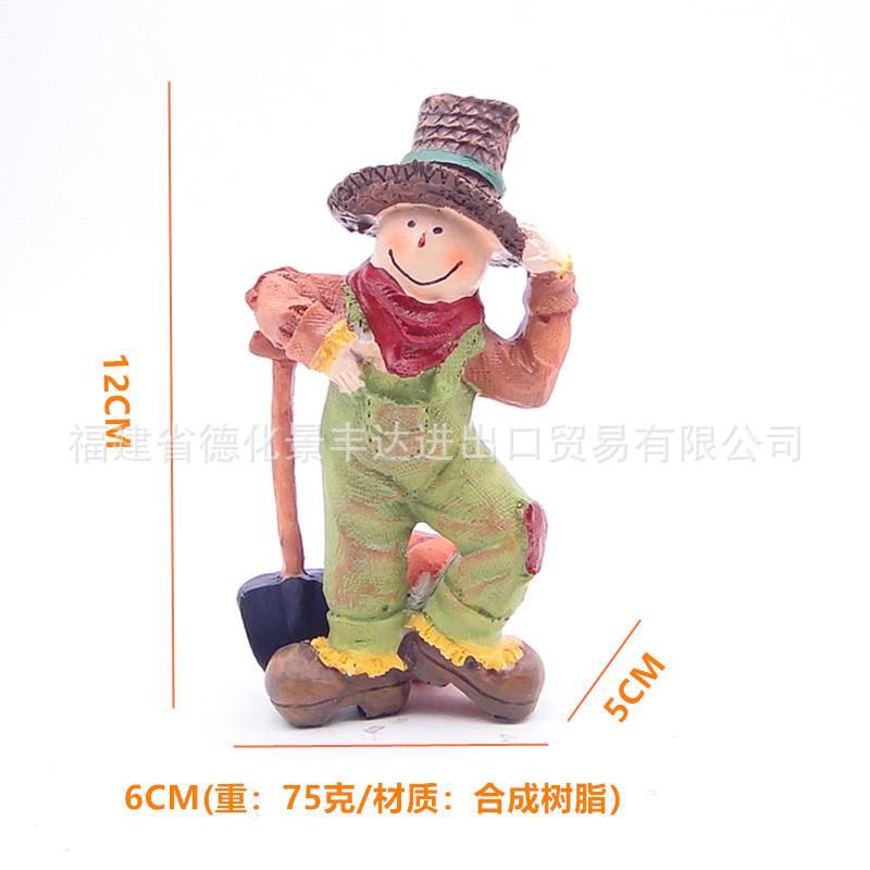 New Thanksgiving Dwarfs Scarecrow Resin Crafts Ornaments, Elf Miniature Landscape Decorations