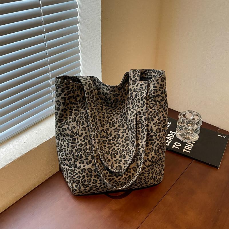 Borsa Tote Stampa Leopardo Grande Capacità Borsa a Spalla Casual Borsa a Mano Quotidiana per Donne