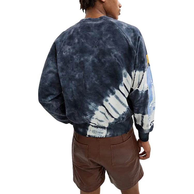 Coach SS24 Tie-Dye Pattern Letter Print Crew Neck Pullover Long Sleeve Sweatshirt Men sweatshirt Blue CT027-BAW