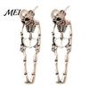 Dark Aesthetic Fashion Jewelry 2Pcs Skeleton Earrings for Women, Gothic Alloy Drop Earrings, Hypoallergenic Punk Detailed Three Dimensional