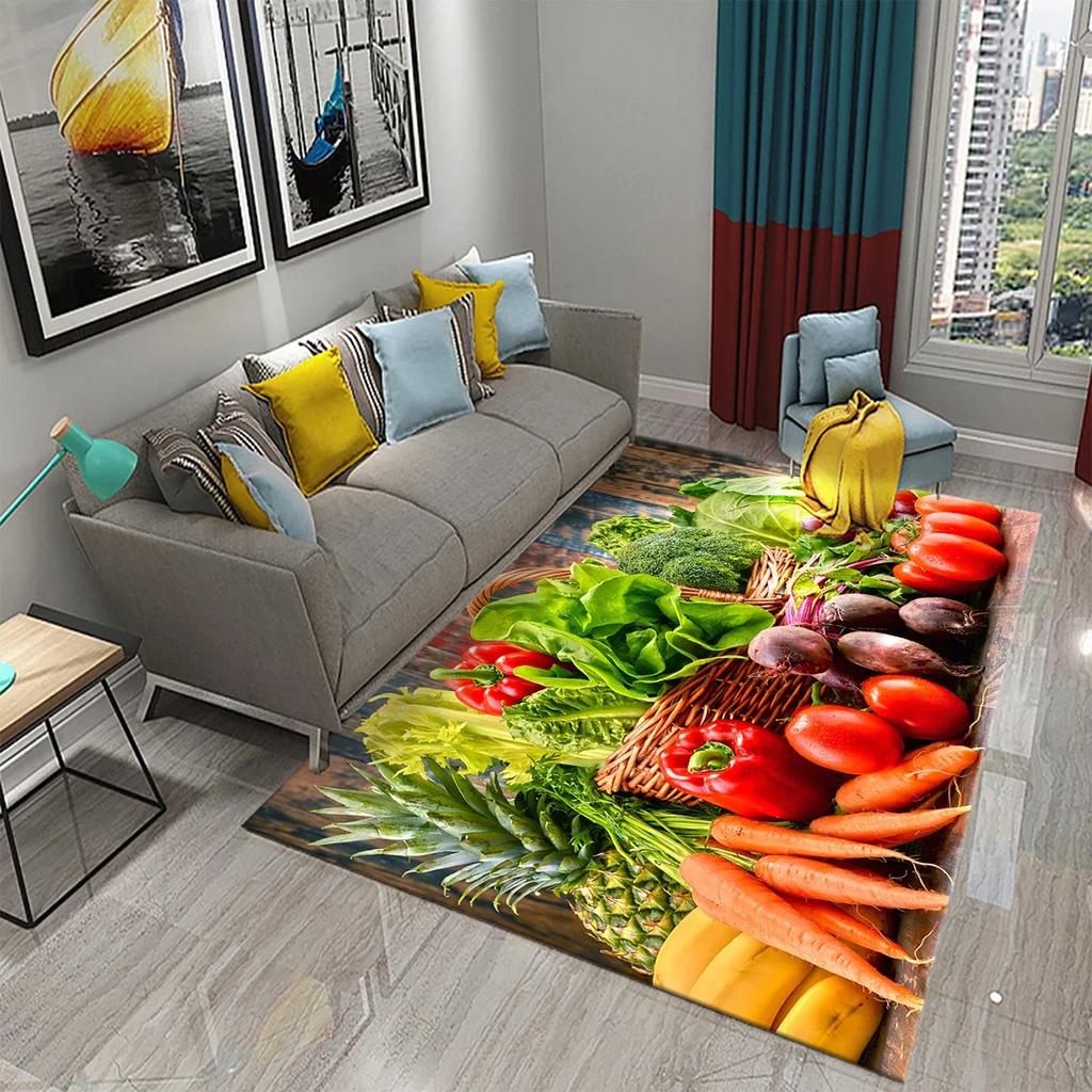Vegetable Food Theme Carpet Doormat for Bedroom Kitchen Home Floor Decor Living Room Carpet Hallway Bathroom Anti-slip Area Rug