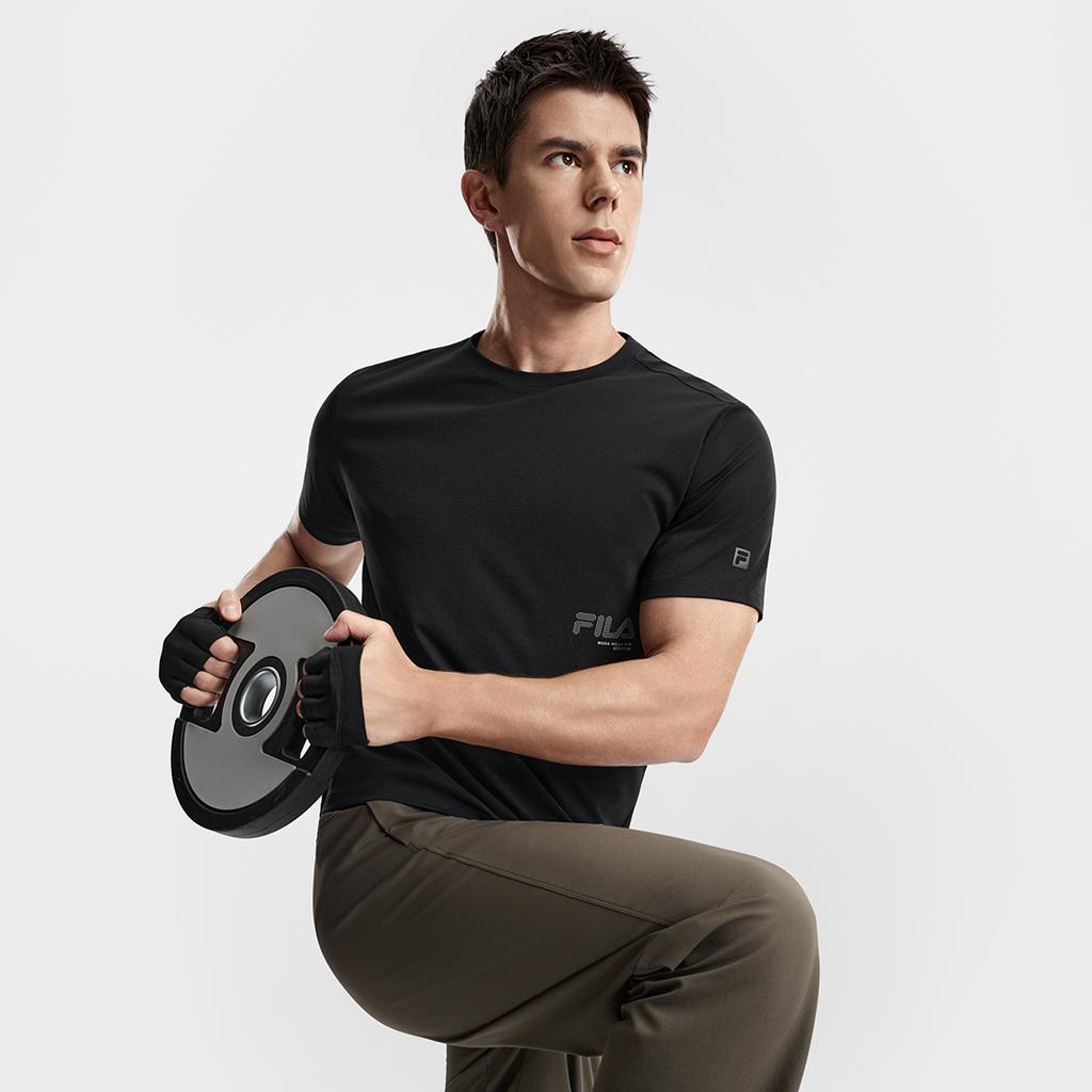 Fila Fitness Fashion Minimalist Classic Sports Training Versatile Comfortable Short Sleeve T-Shirt Men Tops Deep-Black A11M611101FBK