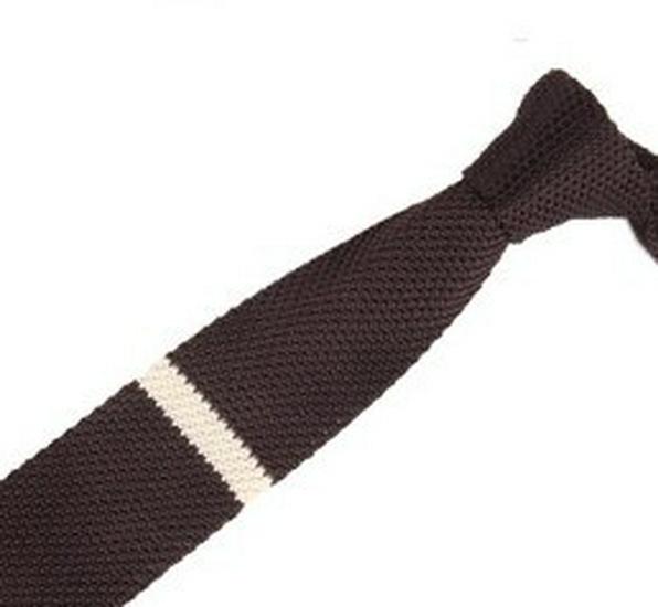 Unisex pruhovaný pletený pásek na kravatu v korejském stylu - Směs polyesteru, hedvábí a vlny, neformální design s plochým zakončením