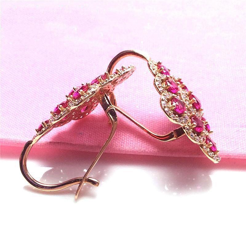 Purple Gold-Plated Rose Gold Inlaid Zircon Rhombus Earrings, Simple And Fashionable Personalized Light Luxury Colored Gold Earrings.