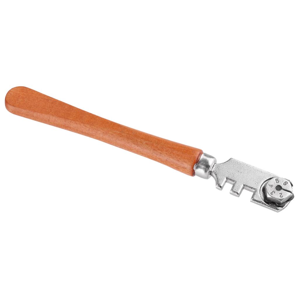 130MM Professional Six Wheel Glass Cutter Craft Cutting Kit Tool with Wooden Handle