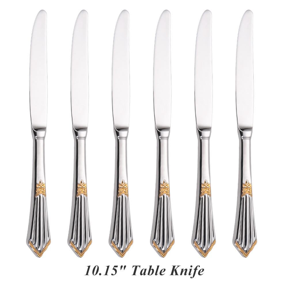 Pachet Regal de 6 Cuțite de Masă Lustruite Oglindă Set de 6 Cuțite de Cină Lavabile în Mașina de Spălat Vase Potrivite pentru Uz Casnic Bucătărie Pub