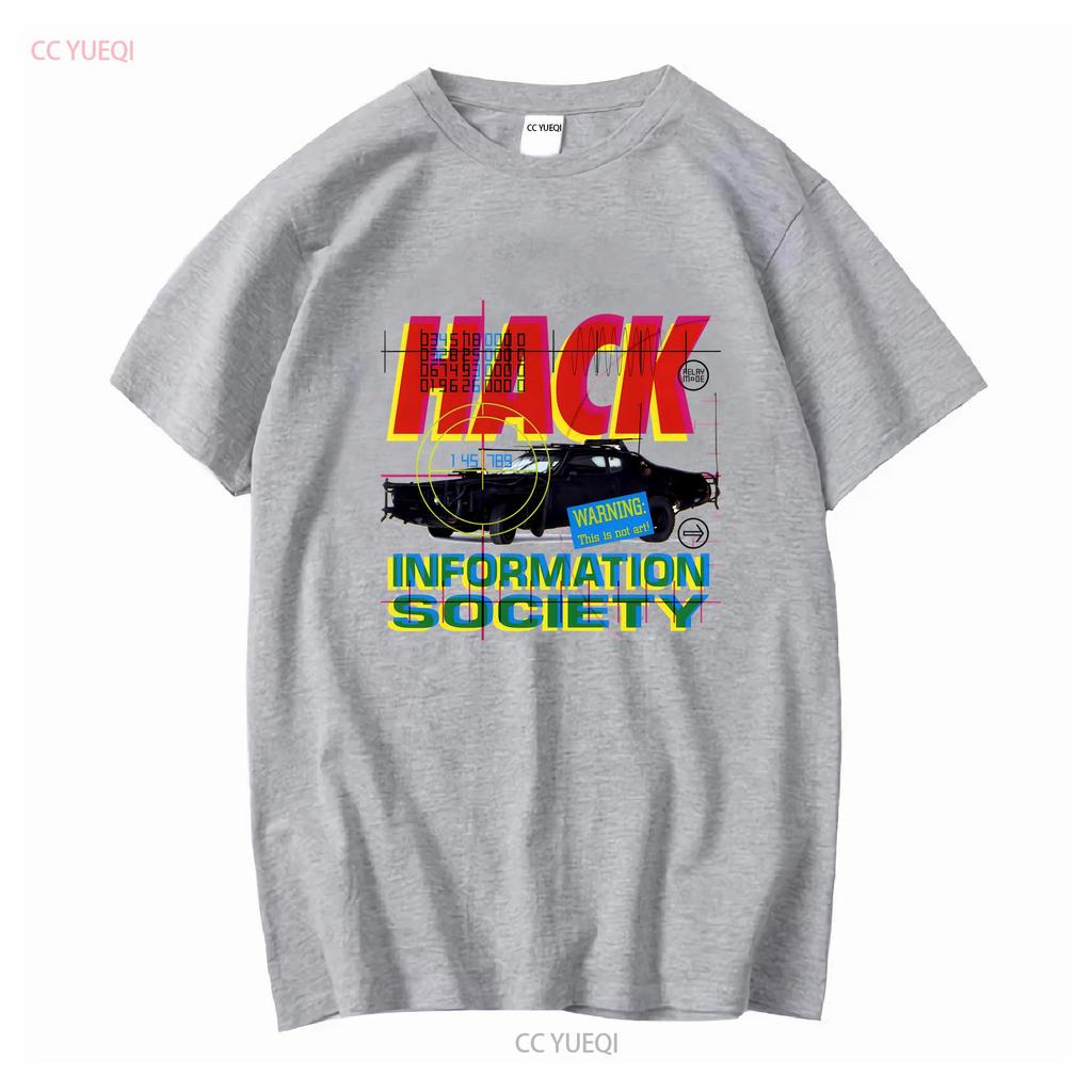 INFORMATION SOCIETY HACK NEW WHITE T SHIRT long or short sleeves vintage Washed Comfortable graphic Top For Everyday Wear Soft
