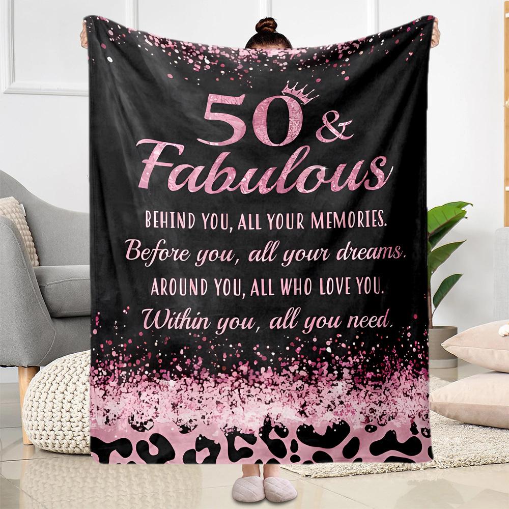 1pc Golden 50th Celebration blanket Soft and Warm for Sofa Office Camping Travel Livingroom Great Gift for Friends and Family Comfortable All Seasons