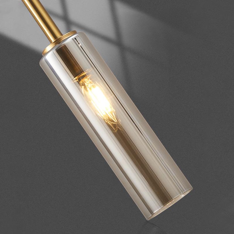 Bedroom Bedside Pendant Light, Modern Minimalist Cylindrical Minimalist Electroplated Long Line Pendant Light