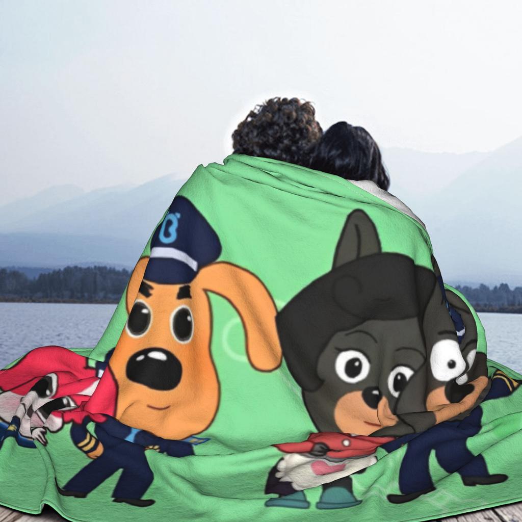 Sheriff Labrador Police Cartoon Flannel Throw Blankets Children TV Series Blankets Home Lightweight Thin Rug Piece Multifunction