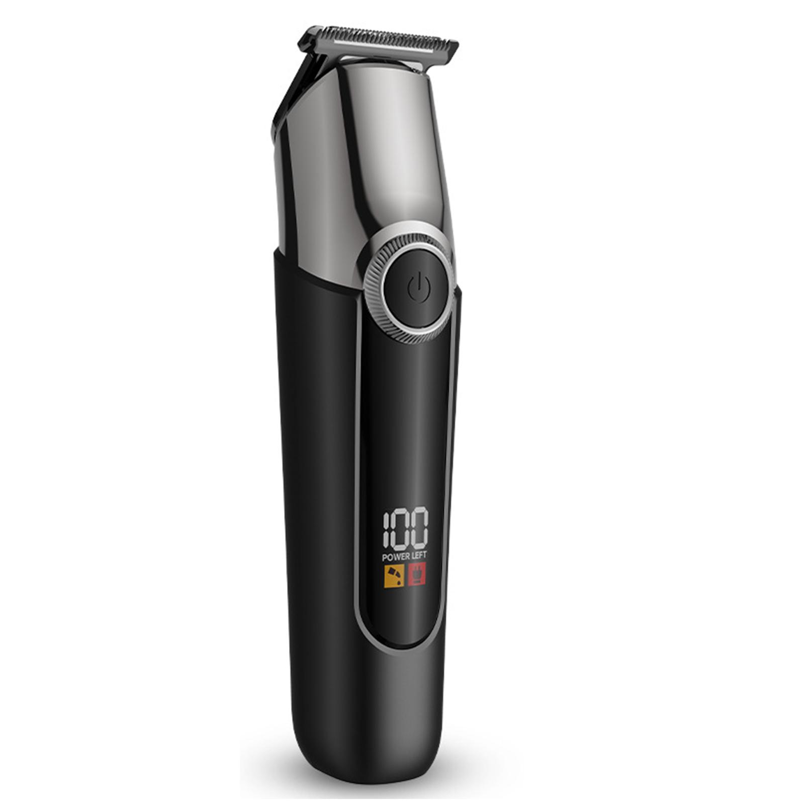 

Беспроводная машинка для стрижки волос для мужчин, многофункциональная бритва для бороды и носа 5 в 1 со светодиодным цифровым дисплеем чёрный