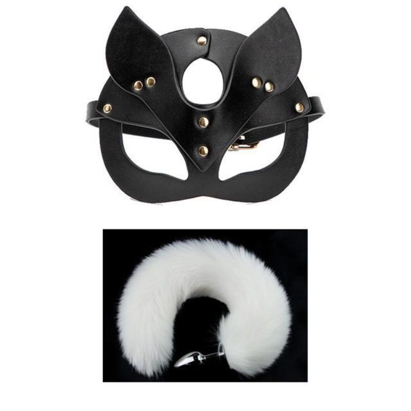 Masque de renard queue Cosplay masque pour les yeux bouchon anal en métal jeu de rôle SM accessoire jouets sexuels pour