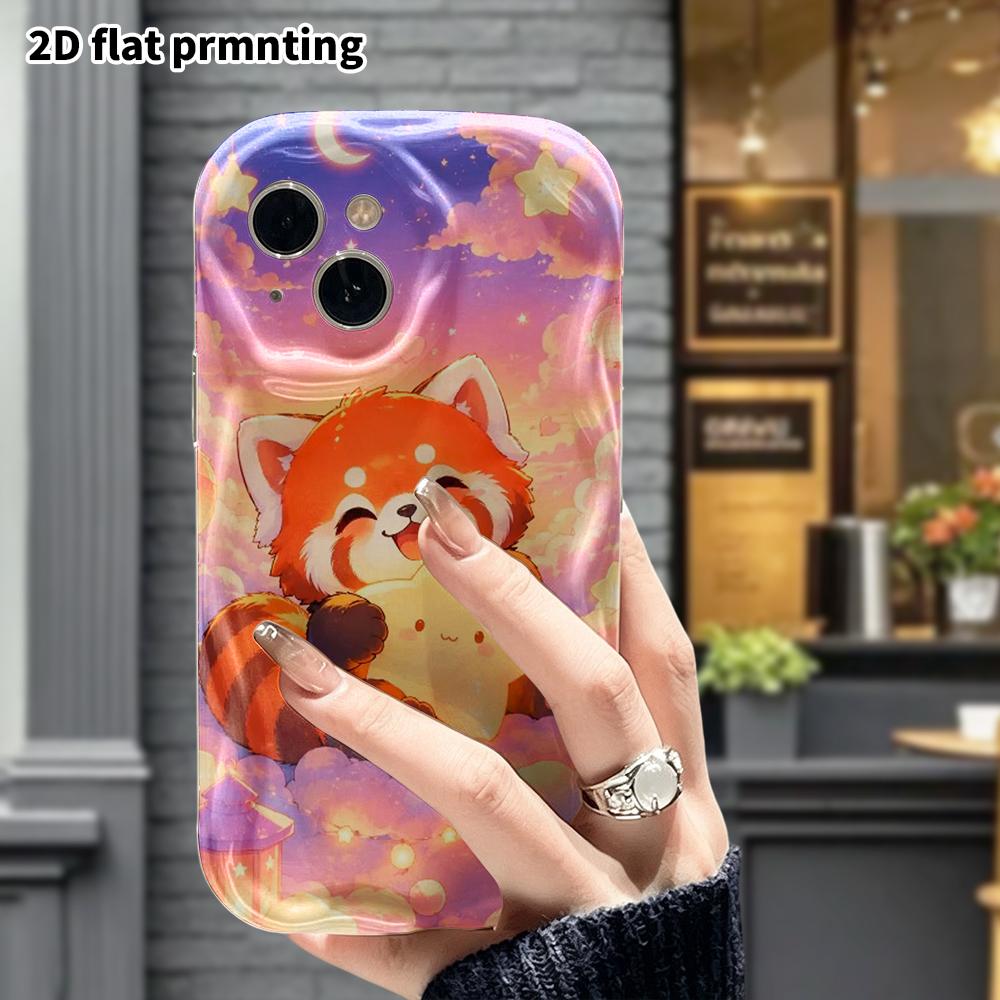 Phone Case: 2D Flat Design Suitable for iPhone 18 17 16 15 14 13 Pro Protective Case, Starry Sky Little Panda, Perfect Christmas and Halloween Holiday