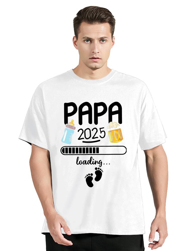 Papa 2025 T Shirt Future Dad And Mom French Texts Beer Lovers T-shirt Oversized Fitness Tops Men Clothing Cotton Soft Tshirt