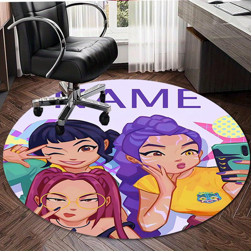 Personalized K-KPop Demon Hunters Round Chair Office Rug - Perfect for Mat, Office Chair & More - Ideal Gift for Birthdays and Holidays