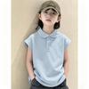 Girls' Sleeveless Pure Cotton Polo Shirt - Casual and Trendy Summer Top