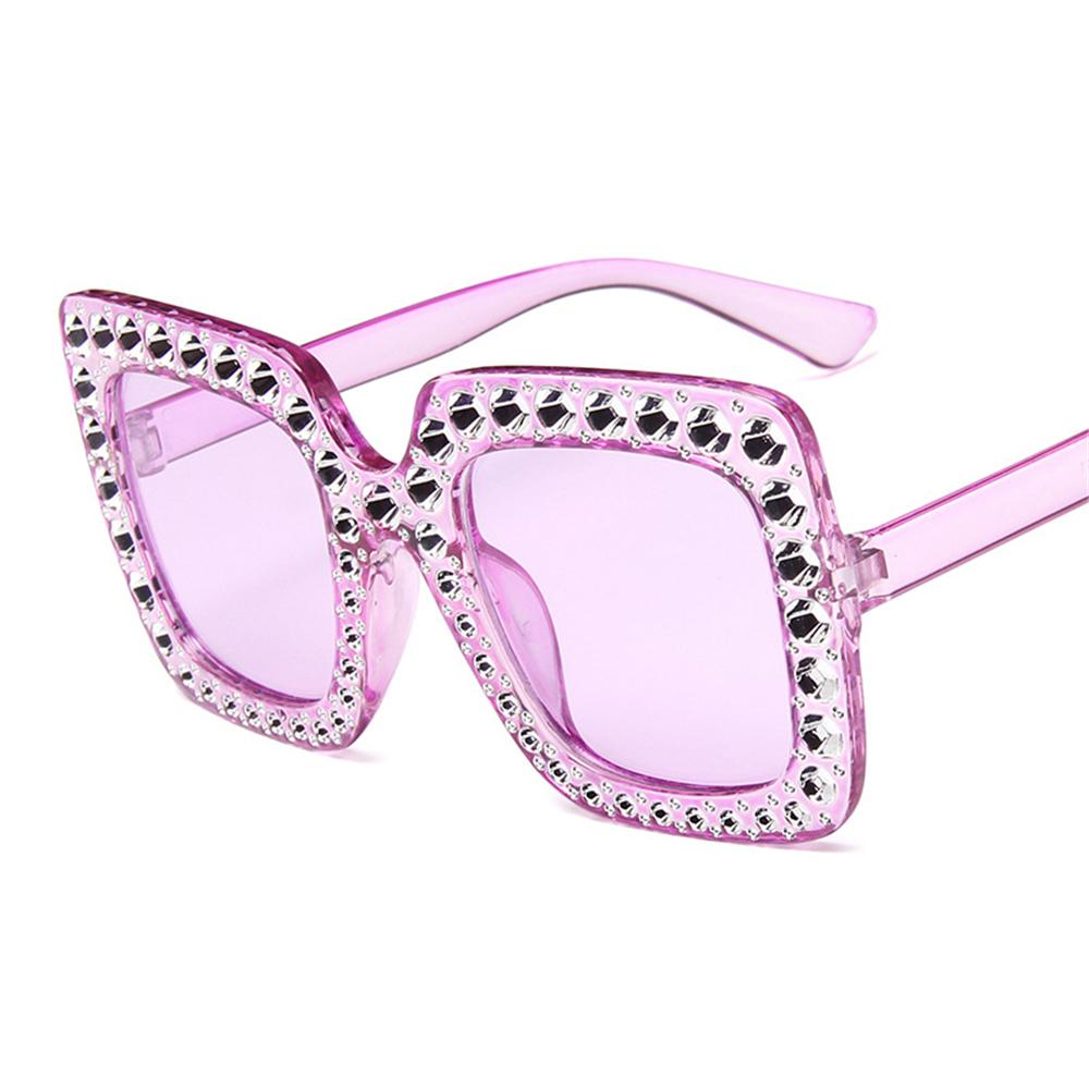 Lunettes de soleil surdimensionnées en cristal Lunettes de soleil carrées tendance pour femmes Lunettes rétro UV400