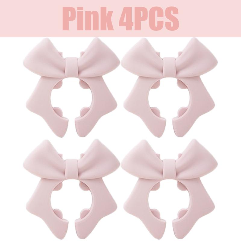 1-4Pcs Silicone Bow Spatula Holder Anti-Scalding Silicone Utensil Holder Bow Shaped Adjustable Spoon Pot Holders Kitchen Gadgets