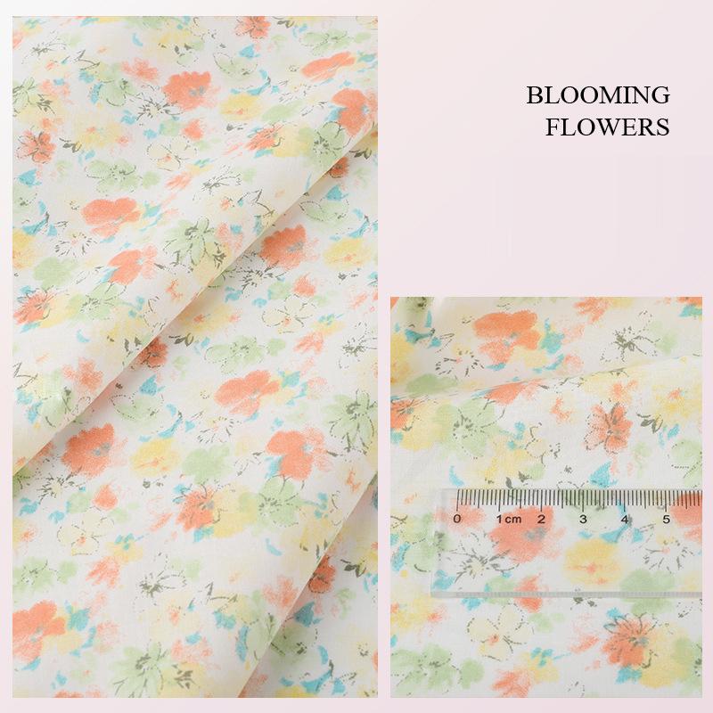 100*145cm High-density Cotton Poplin Plant Flower Printed Fabric For Diy Sewing Dolls Kid Dress Apparel Quilted Bedding Textiles