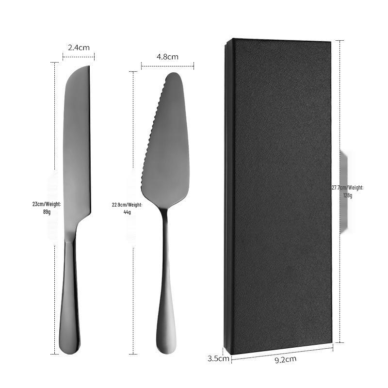 Stainless Steel Cake Knife & Spatula Set - Bread Knife & Pizza Cutter Baking Utensils