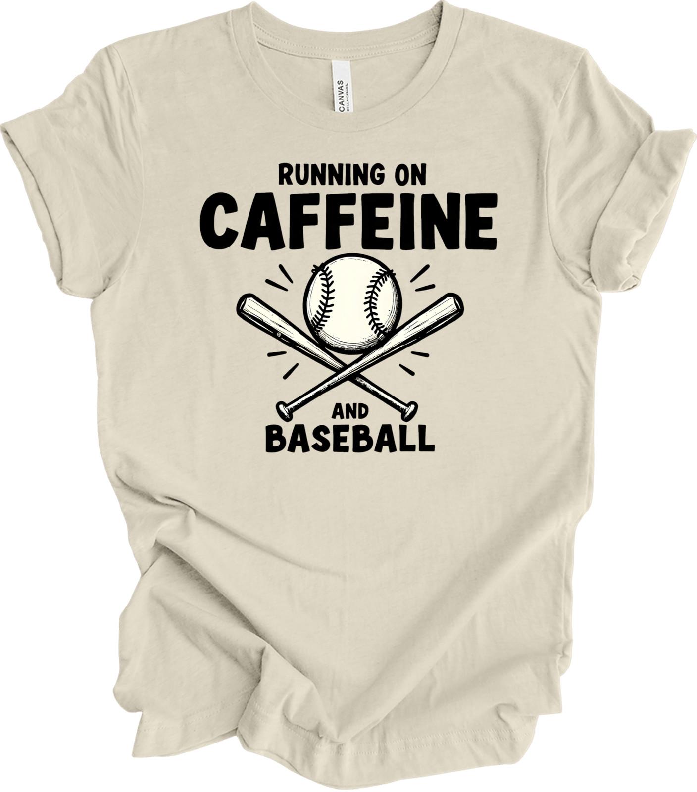 Running on Caffeine & Baseball | Funny Sports Mom Gift | Game Day Trend T-shirt XXL