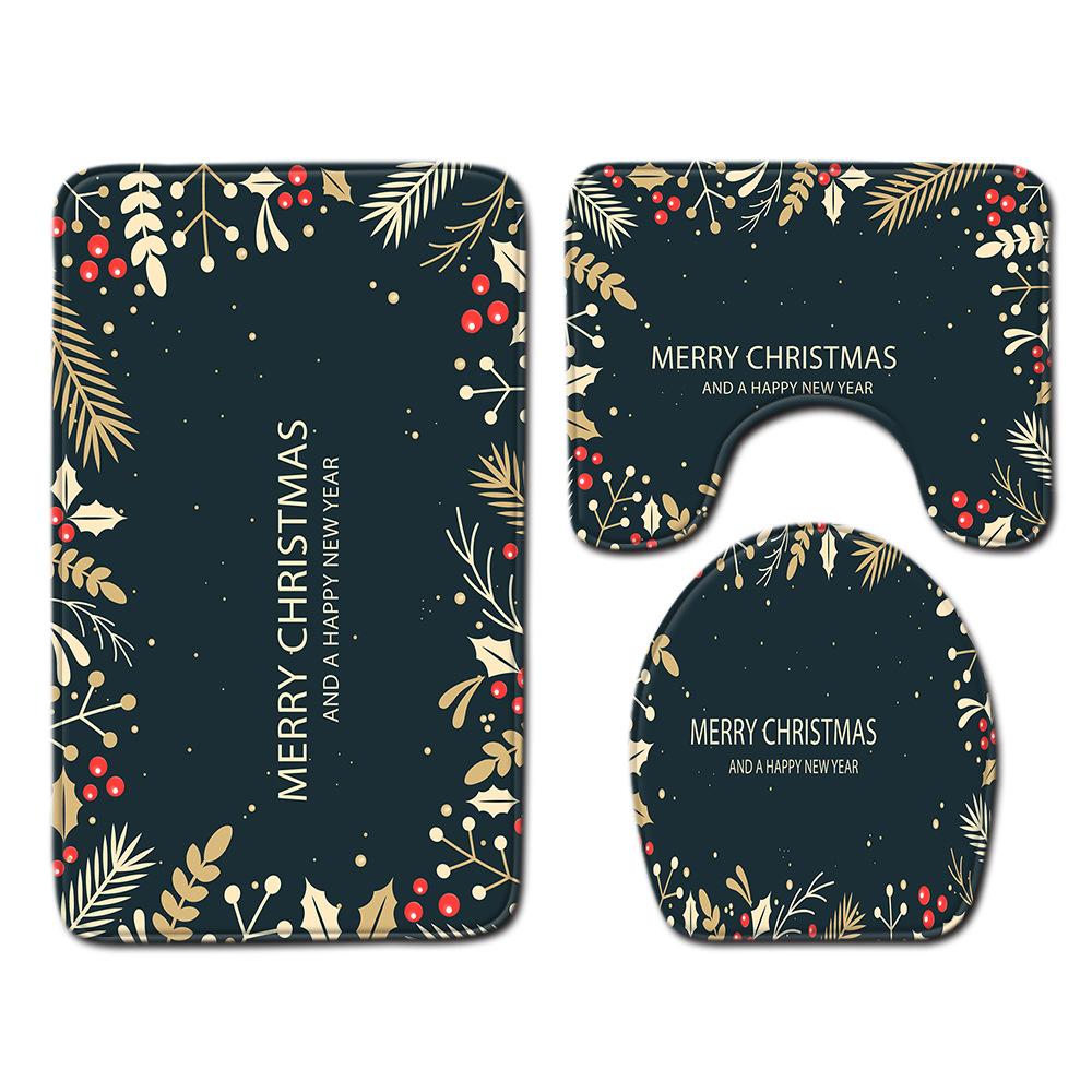 Christmas Bathroom Floor Mat Toilet Three-Piece Set