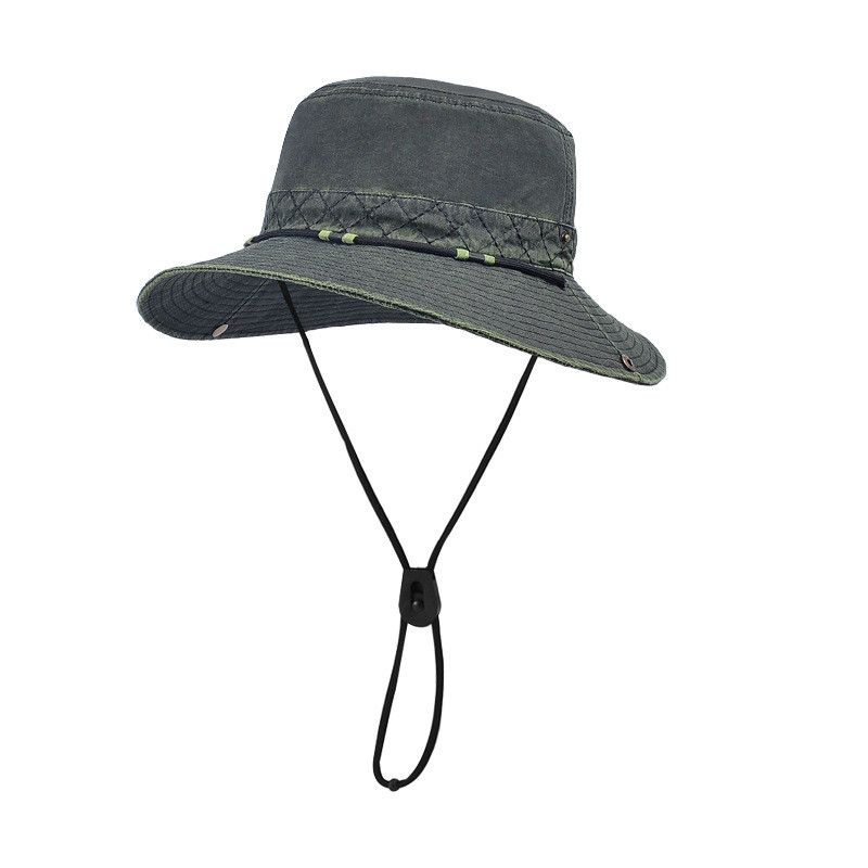 

British Retro Hiking Sun Hat Men s Old Outdoor Sun Protection Cowboy Hat Children Washed for Spring and Summer Big Brim Fisherman Hat 9261-Forest Green [British Retro-Two Wear]]