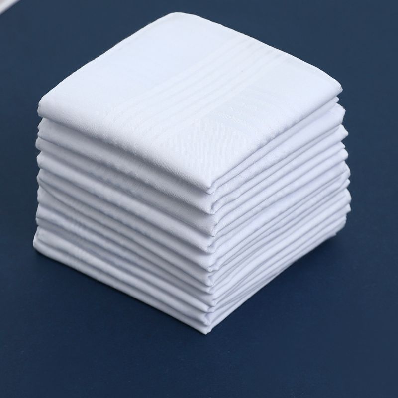 40cm Pure White Handkerchief Cotton Satin Plain Handkerchief Cross-Border Hot Selling Hand Towel Soft and Comfortable Suit Pocket Square