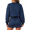 Women's Casual Two-Piece Set with Polka Dot Long Sleeve Pullover and Skirt for Everyday Wear