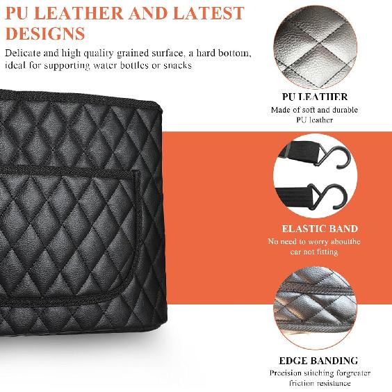 Car Purse Holder Between Seats, Large Capacity Leather Auto Front Seat Handbag Organizer Pocket, Backseat Barrier Storage Bag for Kids Pet, Universal