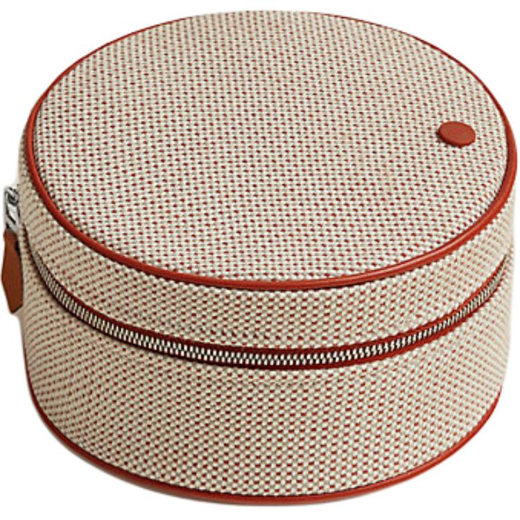 Hermes Evasion 14 Silver Buckle Cotton Makeup Bag Unisex Bags Cognac H103605MV02 Cognac