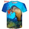 Little Sea Lion Print Men's Casual Short Sleeved Pullover T-shirt Men's T-shirt